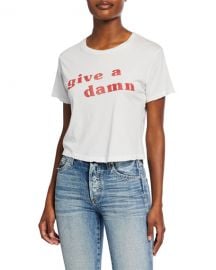 Give A Damn Babe Short-Sleeve Slogan Crop Tee at Neiman Marcus